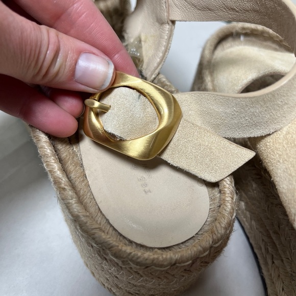 Rag & Bone Odyssey Suede Wedge Sandal Beige Leather Platform Sandals Size 8 - Picture 13 of 15
